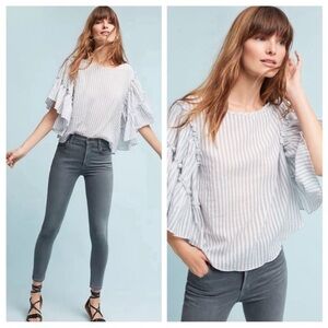 Pilcro Anthropologie Top Womens XS Blue White Striped Bohemian‎ Whimsical Indie